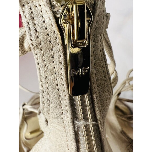 Marc Fisher Beige Suede Leg Wrap Lace Up Peep Toe Heels Women Size 7 - Picture 5 of 10